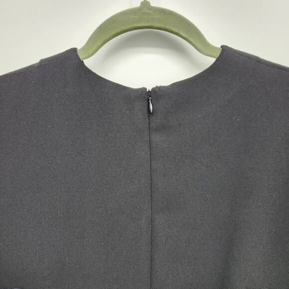 BARELLI Black Round Neck Dress with Attached Multi-Color Geometric Scarf Women 6 - Picture 8 of 15